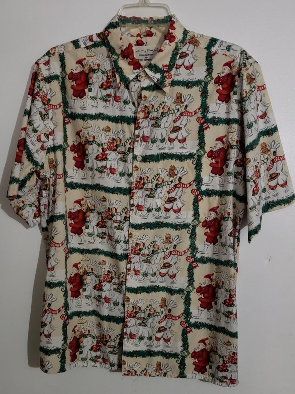 Guy Buffet Collection by Reyn Spooner Hawaiian Shirt Santa & Chef Elves M